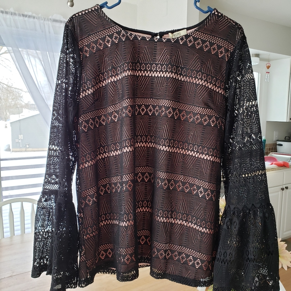 Kori America Sheer Black Long Sleeve Sz Sm…